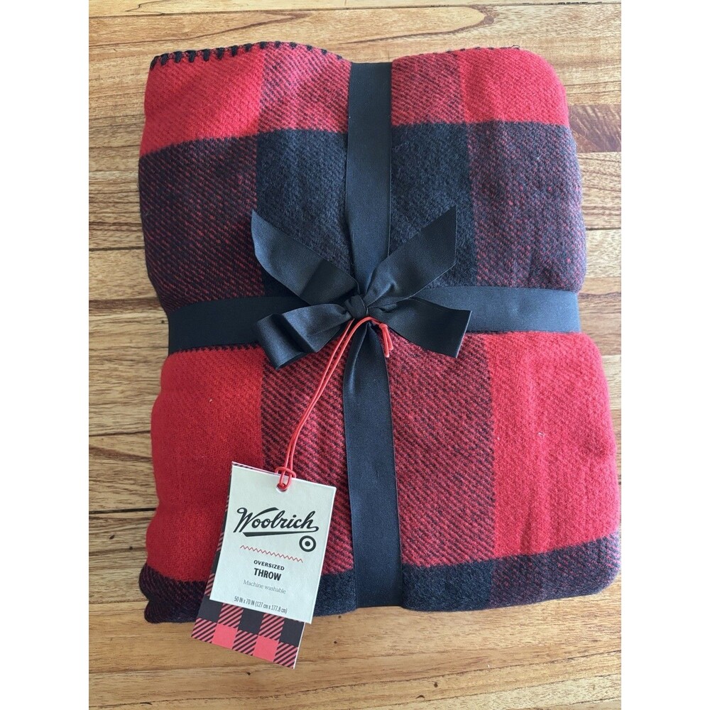 Woolrich Oversized Throw Black & Red Check 50x70